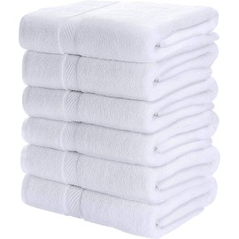 Simpli-Magic 79404 Bath Towels, White, 25x50 Inches Towels for Pool, Spa, and Gym Lightweight and Highly Absorbent Quick Drying Towels, 25 in x 50 in