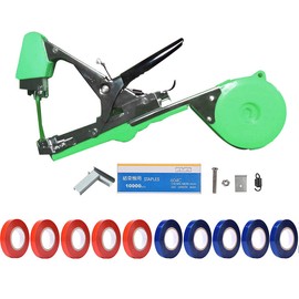 Plant Tying Machine, Gardening Tapetool with 10 Rolls of Tape and 1 Box of Staple for Vegetable, Grape, Tomato, Cucumber, Pepper and Flower (Green)
