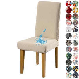 Lalluxy 100% Waterproof Chair Slipcovers for Dining Room Stretchy Soft Parson Chair Protectors for Party Pet Protection (Set of 4 Waterproof Beige)