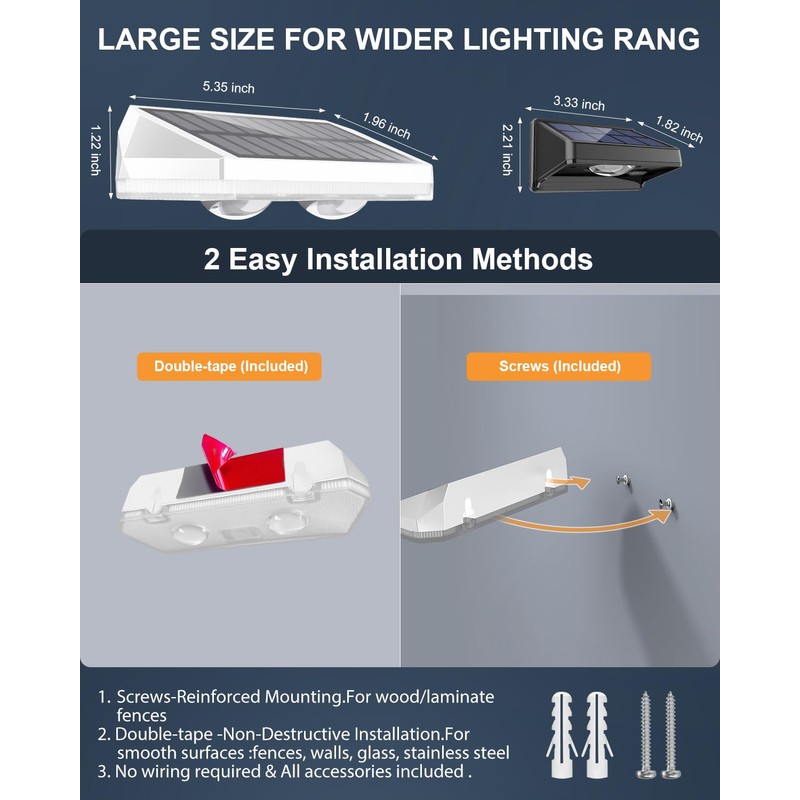 Solar Fence Lights Outdoor ,3000/4500/6000K 13 Mode, 16 Pack Fence