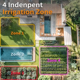 Diivoo Smart Garden Watering System, WiFi Timer with 4 Outlets Compatible with Alexa, 24 Custom Irrigation Plans, Rain Delay Function, and Dual Watering Modes for Lawns & Yards