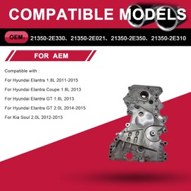 WZODKJ M574 Timing Chain Cover Oil Pump 2.0L For 17-20 Kia Forte, 17-20 Hyundai Elantra,18-21 Hyundai Kona, 19-21 Hyundai, Replace # 21350-2E740 213502E700 213502E601