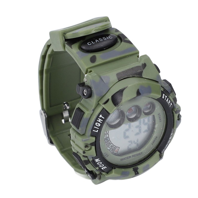 Camouflage Green Kids Watch 7 Colors LED 50M Waterproof Digital