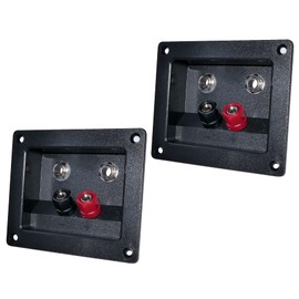 AERZETIX - C53553 - Set of 2 terminal blocks/terminals 2 bananas x 2 jack 6.3mm terminal recessed rectangular connection speaker connection terminal - 2 way - for screwing in