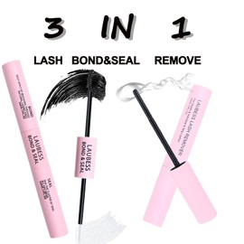 Lash Glue for Eyelash Clusters 3-in-1 Lash Remover for Lash Extensions Eyelash Glue Remover Lash Bond and Seal Waterproof DIY Eyelash Extension Remover 15ml(Black)