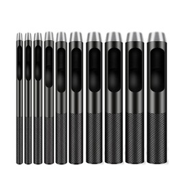 IRISFLY 10pcs Round Steel Leather Craft Hollow Hole Punch 1mm to 10mm for Leather Belt Watch Band Gasket