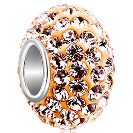 CharmSStory 925 Sterling Silver Yellow Simulated Birthstone Charms Synthetic Crystal Bead For Bracelets