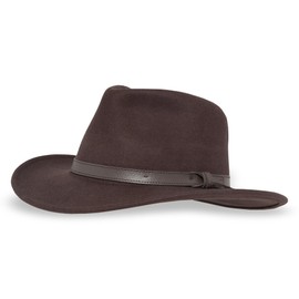 Sunday Afternoons Montana Hat, Men's Wool Felt Fedora, Cowboy Hat, UPF 50+ Sun Protection, 3" Western Style Brim, Leather Hatband, Stain Resistant, Walnut, X-Large