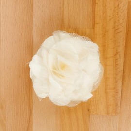 stylesilove Women Multi-Layer Fabric Tulle Flower Hair Clip Elegant Rose Alligator Hair Barrettes (Ivory)