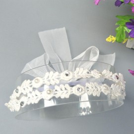 Pejlnd Baby Girl Headbands - 1Pcs Pearl Diamond Embroidered Double Row Elastic Headband Stretchy Cotton Lace Toddler Hair Band for Newborns Infants Girls Gifts