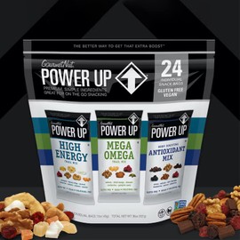 Power Up Premium Trail Mix - Variety Pack 24pk - 1.5oz: Antioxidant, Mega Omega, High Energy - Gluten Free, Vegan, Non-GMO