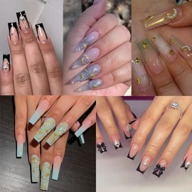 400Pcs Star Nail Charms for Nail Art Gold Nail Charms and Gems Silver Nail Rhinestones Flat Back Multi Shape Stars Nail Art Charms Metallic Studs Nail Jewelry for Women Girls DIY Nails Art Designs