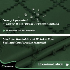 Dynamene Extra Long Shower Curtains, 84 Inch Long Boho Tufted Geometric Striped Fabric Shower Curtains for Bathroom, Tall Shabby Chic Waterproof Cloth Shower Curtain Set with Hooks, Dark Green, 72x84