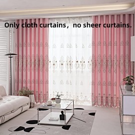 Amidoudou 1 Pair European Luxury Jacquard Curtains for Bedroom 3D Flower Curtains for Living Room (Pink,52x96 Inch)