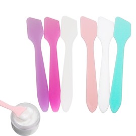 Wopanxye 60pcs Cosmetic Spatula for Lip Mask Face Cream Lotion Stick, Plastic Spoon Disposable Makeup Tool for Easy Mixing, Sampling, Waxing DIY, Reusable Facial Mask Scraper, 3.2"x 0.6", Multi-color