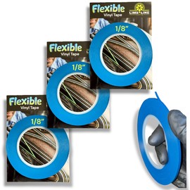 LiME LiNE Flexible Vinyl Fine Line Masking Tape for Automotive Custom Paint, No Residue Fineline Blue 1/4",1/8", 1/16" (F. 1/8" - Pack of 3)