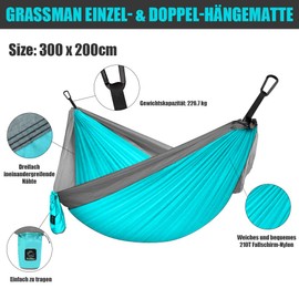 Hammock Camping Hammock for 2 People, Ultralight Outdoor Hammock, Perfect Camping Gifts, Camping Hammock Outdoor with 2 Tree Straps + 2 Carabiners