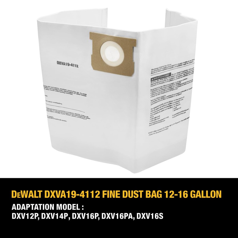 DEWALT DXVA19-4112 Fine Dust Bag Fits for 12-16 gallon Wet/Dry