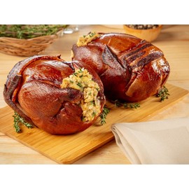 Burgers' Smokehouse Plump Hickory Smoked Cornish Hens (Bacon Wrapped & Stuffed, Two Hens)