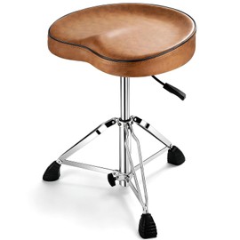 Ergonomic Saddle Hydraulic Drum Throne, Adjustable Stool (Brown)