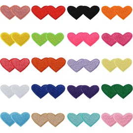40 PCS Iron on Patches, Applique Patches Iron on Embroidery Patches Sew on Heart Applique Diy Clothes Multicolored Cute Heart Patches for Clothes for Garment Embellishments and Repair