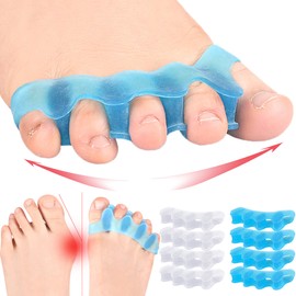 Fofvccv 8 Pcs Toe Separators for Women Men, Toe Spacers to Correct Bunions, Hammer Toe, Overlapping Toes Relief, Big Toe Corrector Gel Toe Straightener JZT (2 Blue + 2 Clear)