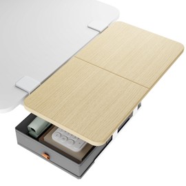 PEGZONE Desk Extender Tray, 24" x 14.4" Clamp On Desk Shelf, Desk Extension with Storage Drawer, Table Desk Arm Rest, Clamp On Keyboard Tray for Office and Home, Workstation Organizer, Medium, Wood