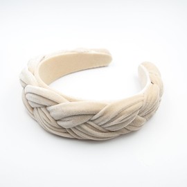 Dresyu Braided Headbands Velvet Headband for Women Soft Twisted Hair Hoop Non-Slip Wide Padded Hairband for Makeup, Washing Face, Daily Wear