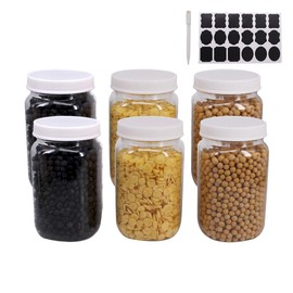 12 Pack 16 Oz Clear Plastic Mason Jars With Seal Lids, Extra Labels, 1 Pen, PET Plastic Jars with lids for Kitchen, Home, Craft by ZMYBCPACK