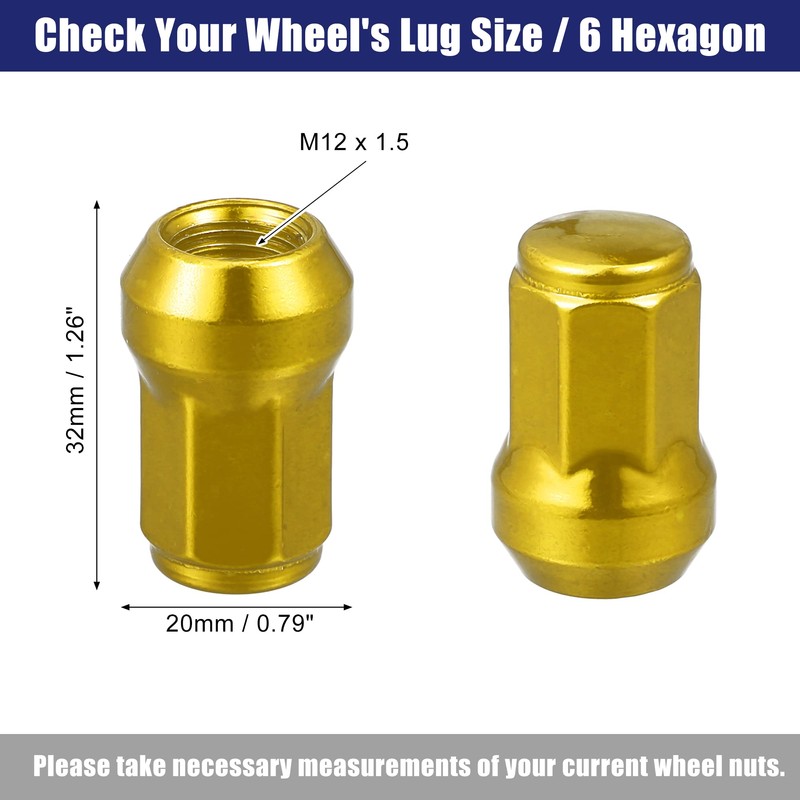 X AUTOHAUX 1 Set M12x1.5 Car Lug Acorn Hex Wheel