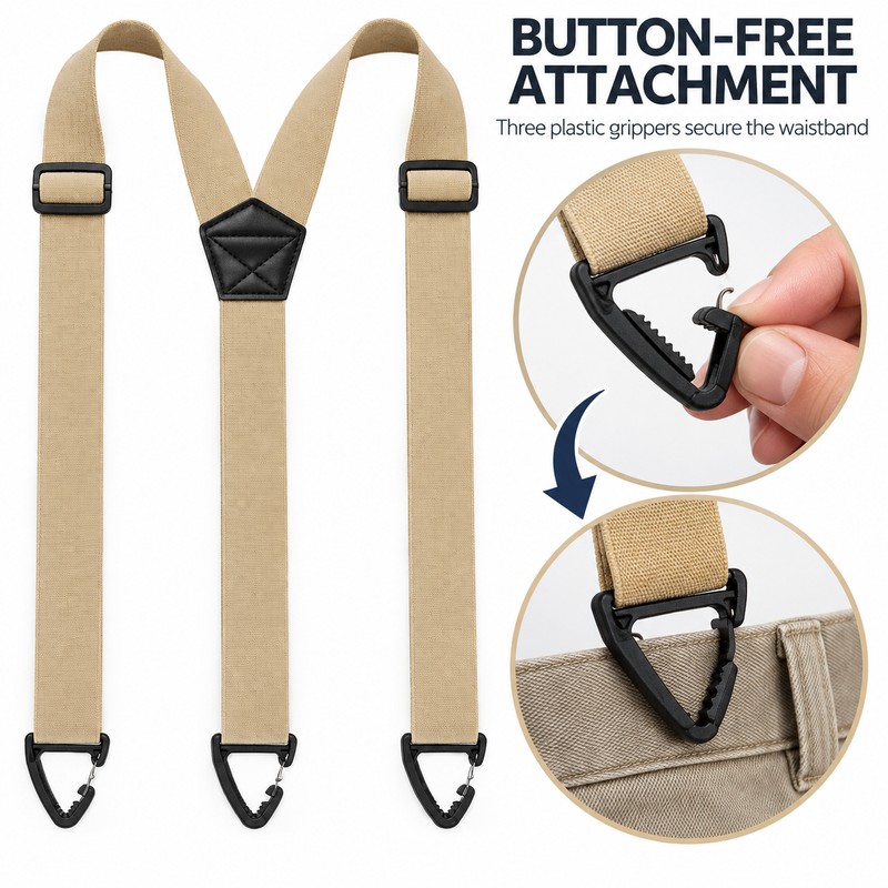 Men’s Work Suspenders for Trousers – 1.5-Inch Wide Adjustable Elastic