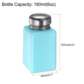 HARFINGTON 2pcs Solvent Alcohol Dispensers 180ml(6oz) Push Down Liquid Dispenser Pump Bottle with Sealing Stainless Steel Lid for Acetone Cleanser Polish Remover, Blue