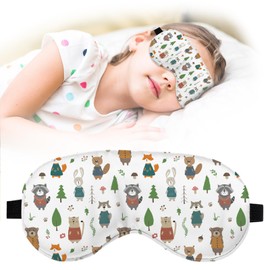 Kids Sleep Mask,Teens Cute Cartoon Sleep Mask for Boys Girls with Soft and Smooth Adjustable Strap,Forest 1