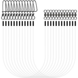 Jisrcha Pack of 12 Steel Leader Pike, Fluorocarbon Leader with Swivel and Carabiner, Fishing Accessories for Spin Fishing, Carp Leader Fishing Rigs for Saltwater Freshwater (B)