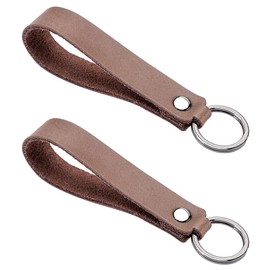 Leather Keychain Straps, 2 Pieces Genuine Leathe Keyring Key Ring Holder Lanyard for Men Women Car Keys Accessories [Brown]
