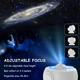 Planetarium Star Projector, 3 in 1 LED Galaxy Projector Light with 12 Film Discs Children's Starry Sky Projector Projector Lamp Night Light for Bedroom Living Room, Party (White)