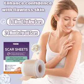 Silicone Scar Sheets (1.6''x60''roll-1.5M)，Reusable silicone scar tape for surgical scars, Cesarean section, abdominal retraction, scar removal, scar protrusion removal.waterproof.Waterproof material