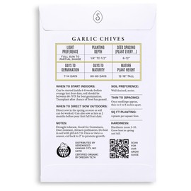 Sereniseed Certified Organic Garlic Chives Seeds – Non GMO, Heirloom – Seed Starting Video – Seeds for Indoor and Outdoor Planting (Allium tuberosum)