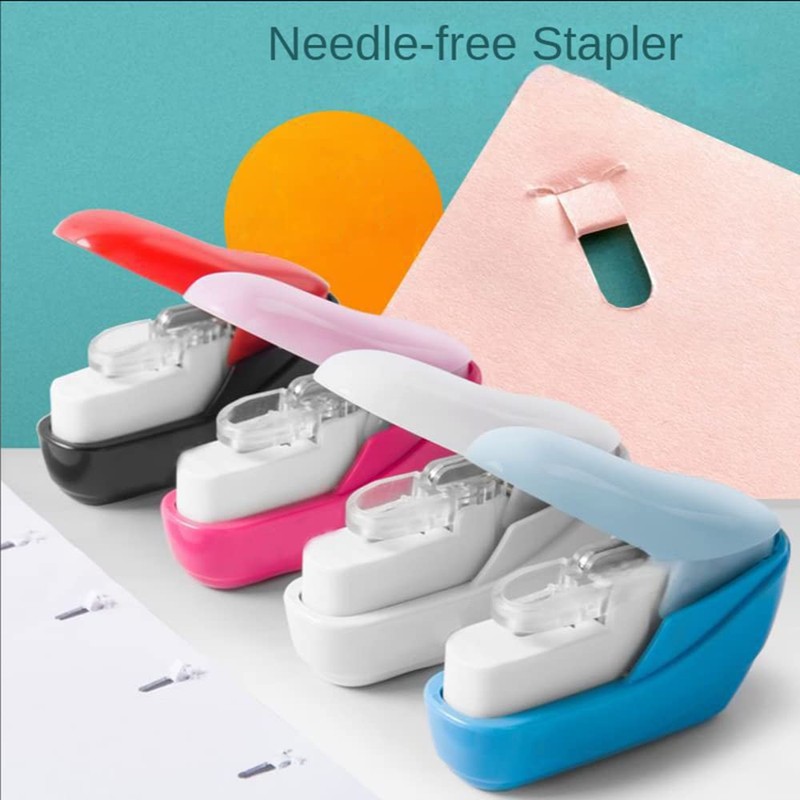 Staple-less stapler, mini cute book manual stapler machine for brochures,
