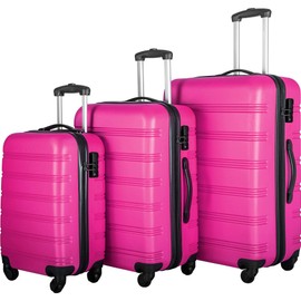 EONYUM Pink 3 Piece Luggage Set with Spinner Wheels for Travel, Women, Girls, Adults