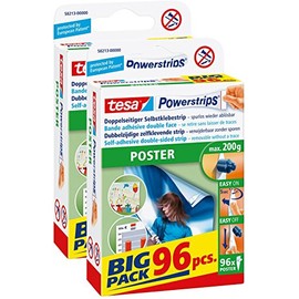 Tesa Powerstrips Poster Strips, Big Pack, 96 Pieces