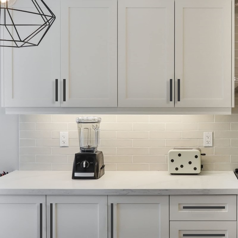 Amerdeco 10 Pack Matte Black Cabinet Pulls 3.75 Inch(96mm) Hole