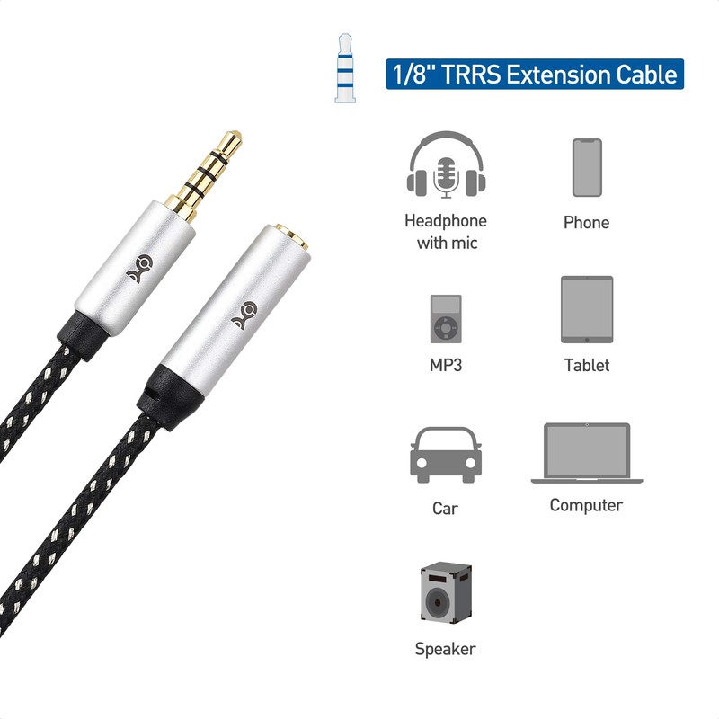 Cable Matters 2-Pack Headset Extension Cable - 6ft, TRRS with