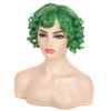 Baruisi Short Curly Green Wigs for Women Synthetic Natural Wavy