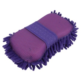 Partuto 1 Pc Universal Car Wash Mitts Chenille Cleaning Sponge Brush Noodle with Elastic Strap Scratch Free Soft Absorbent for Car Home Window - Purple