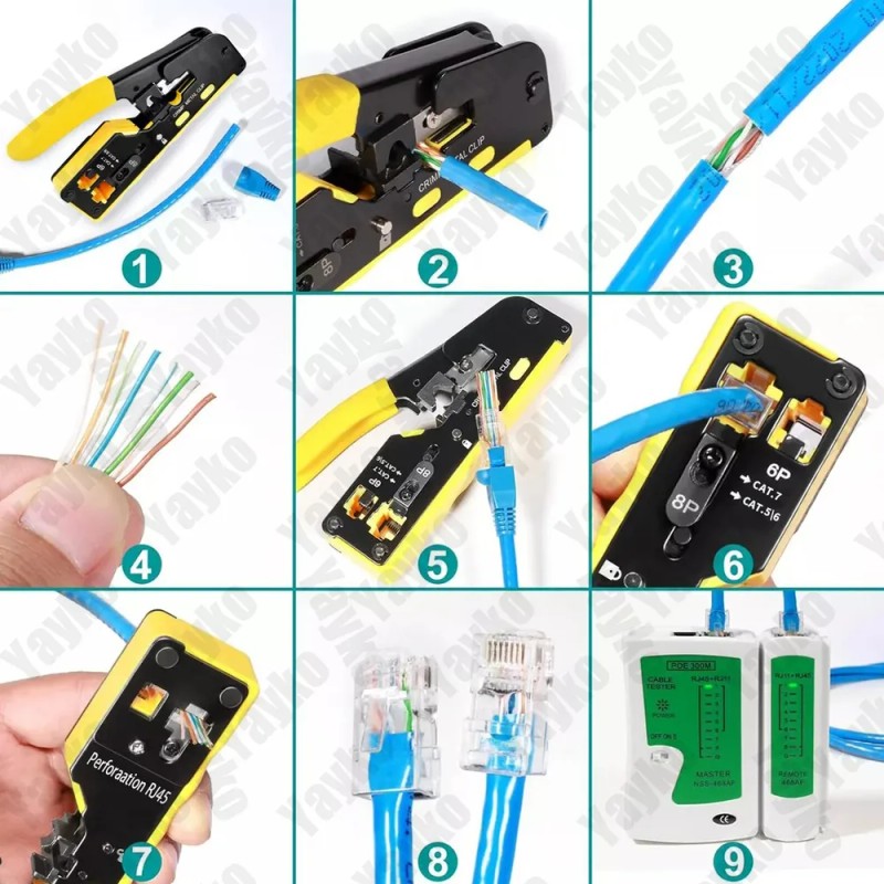 Crimpadora Para Conectores Pasantes Rj45 Cat7 Cat6 Cat5 Rj11