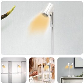 Led Mini Spotlight Cabinet Lamp, Surface Mounted Light Jewelry Dimmer Spot Under Model Showcase Display Standing Picture Art Silver Gallery Showroom Dimmable Small Displays (Warm