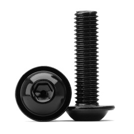 (Pack of 50) M5 x 12 mm Rounded Head Screws with Flange and Hexagon Socket Button Head Screw 304 Stainless Steel Black Oxide Full Thread