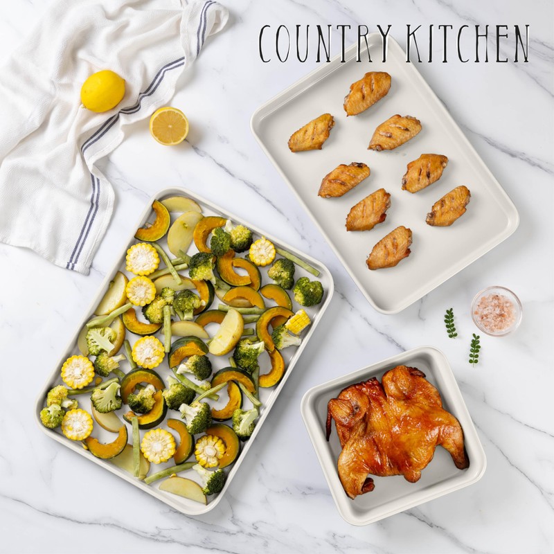 Country Kitchen Nonstick Stackable Bakeware Set - Deluxe Heavy Duty,