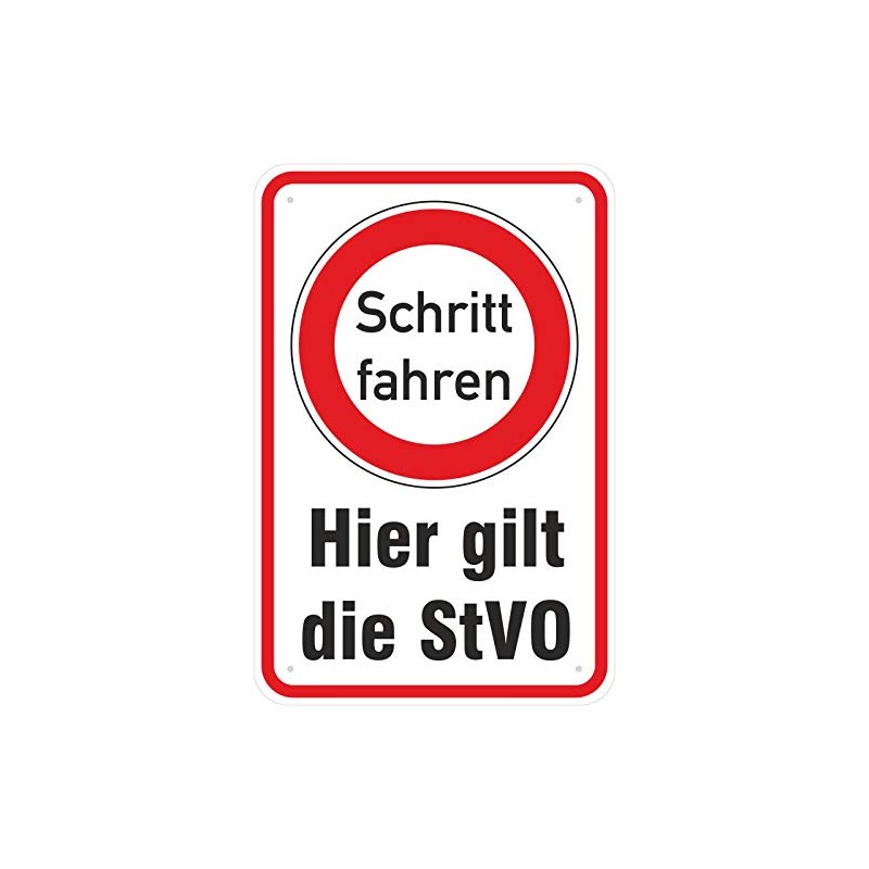 Sign "Hier gilt die StVO Schritt fahren" (German Road Traffic